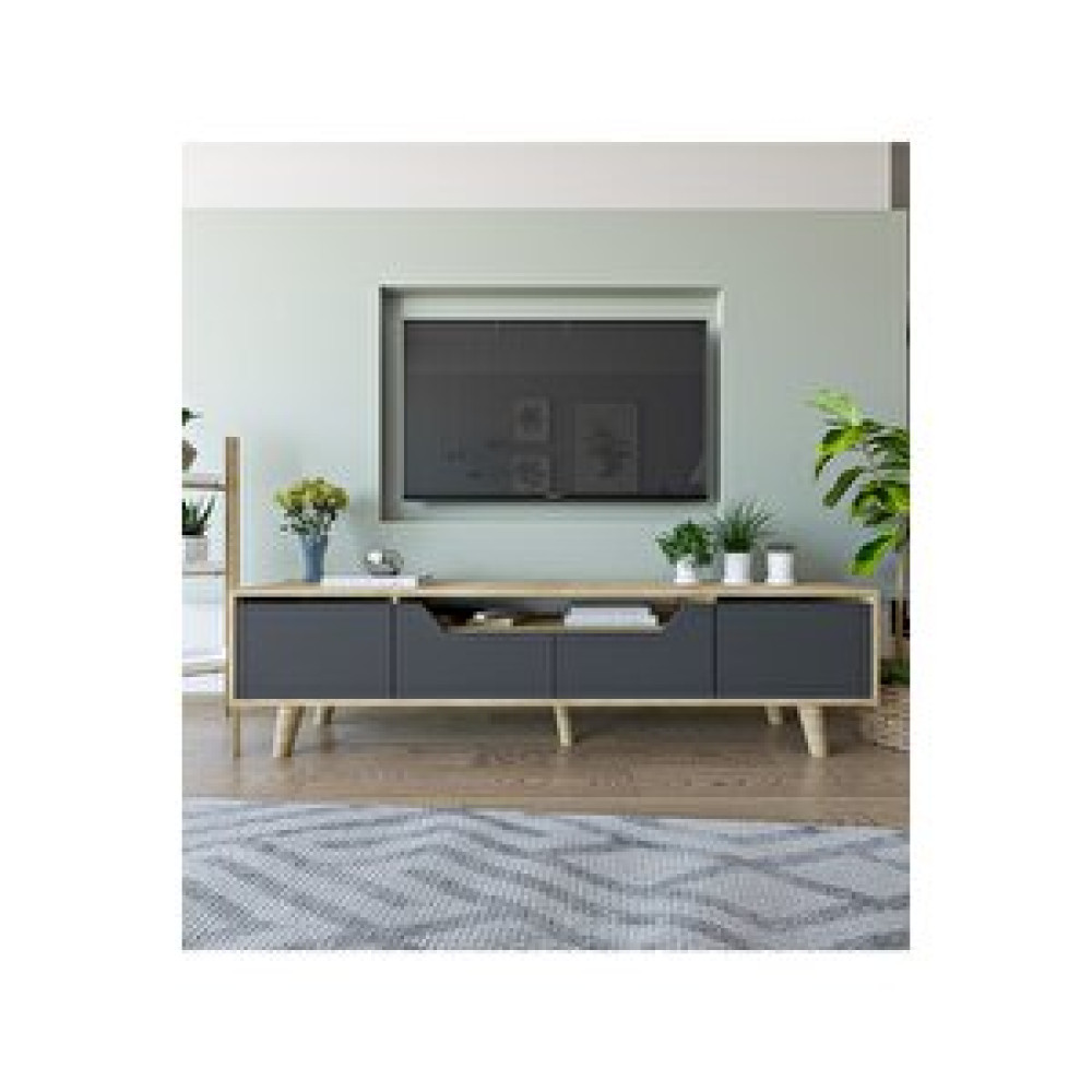 Vertex Mobilya Roma Ahşap Ayaklı Tv Ünitesi Tv Sehpası Safir Meşe - Antrasit Antrasit Tv Ünitesi / Sehpası Fiyatı