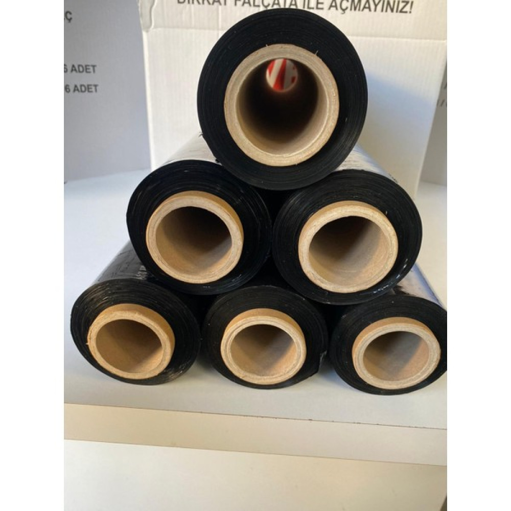 Vespak Siyah Streç Film 23 Micron 300 Mt 2700Gr x 6 Adet Streç Film Fiyatı