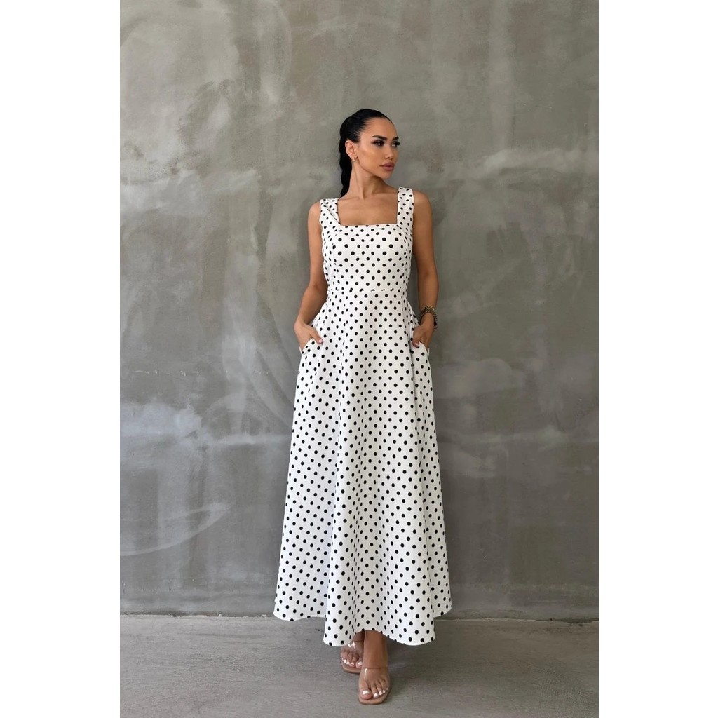 Vess Moda Puantiyeli Likralı Omuz Askılı Uzun Elbise Giyim & İç Giyim Fiyatı