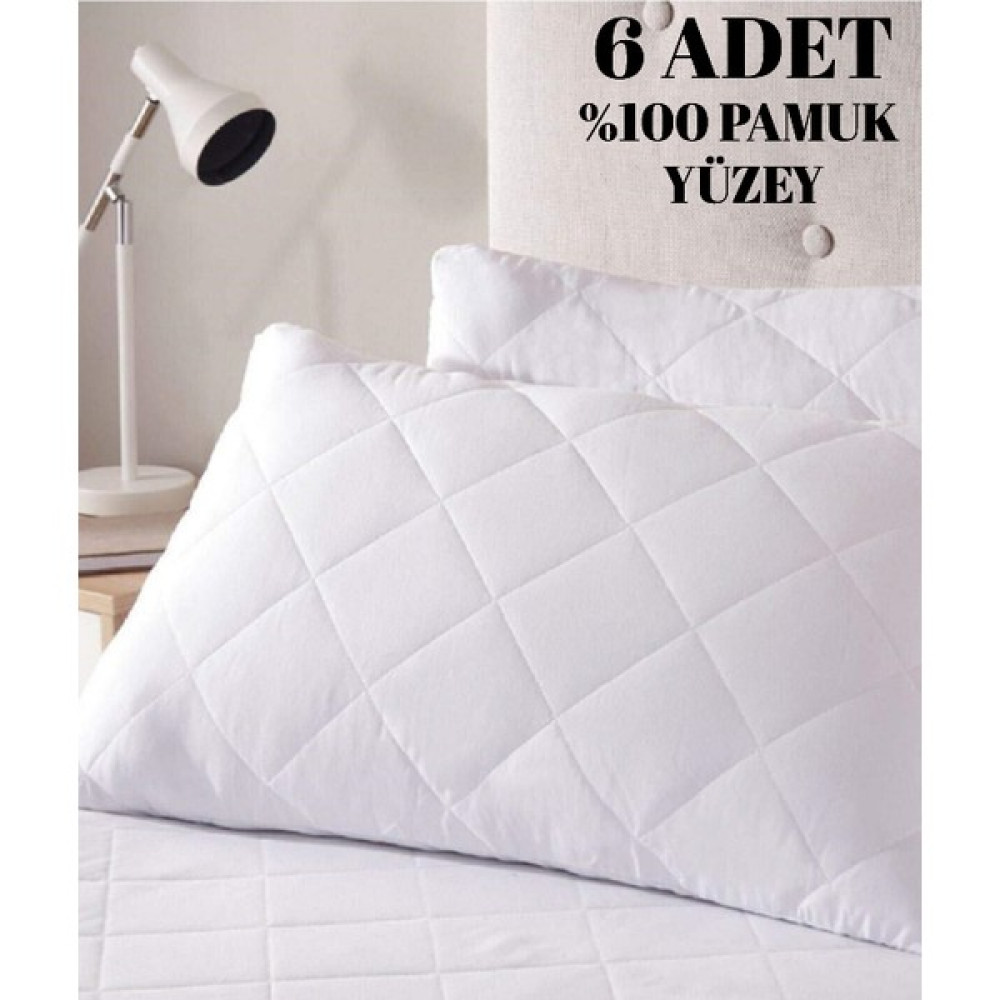 Vessino Home 6'lı Kapitoneli Yastık Koruyucu %100 Pamuk Fermuarlı Kapitone Yastık Alezi Yastık Kılıfı Beyaz - 50 x 70 cm Alez / Yatak Koruyucu Fiyatı