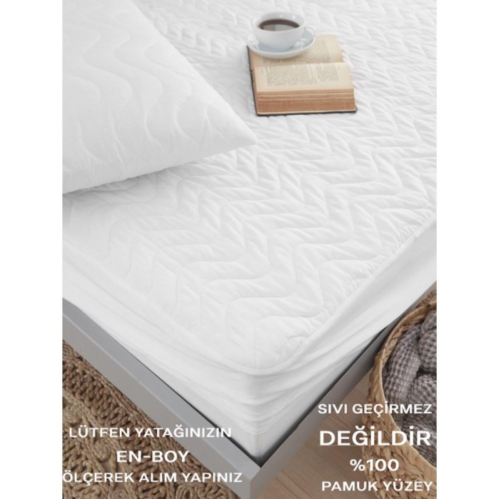 Vessino Home Kapitone Full Kenar Fitted %100 Pamuk Yatak Koruyucu Alez Penye Lastikli Çarşaf Yatak Koruyucu - Beyaz - 160 x 200 cm Alez / Yatak Koruyucu Fiyatı
