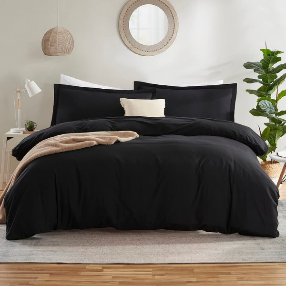 Vessino Home Nevresim Takımı Battal Boy Pamuklu RENKLİ(180X200 Lastikli Çarşaf+Yorgan Kılıfı+2 Yastık Kılıfı) - Siyah - 180 x 200 cm Nevresim Takımı Fiyatı