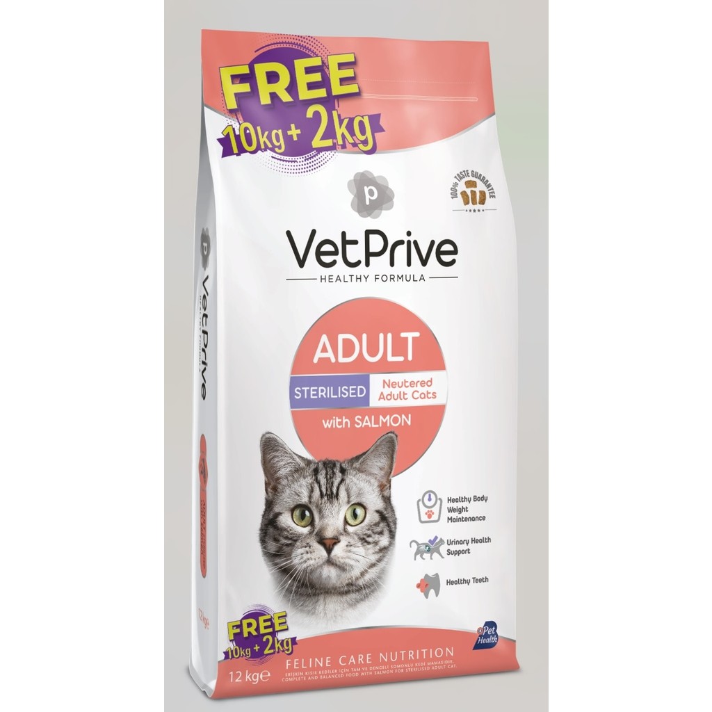 Vet Prive Vetprive Yetişkin Kedi Kısır Somon Premium Mama 10+2kg Sağlıklı Vücut Ağırlığı Koruma Diğer Fiyatı