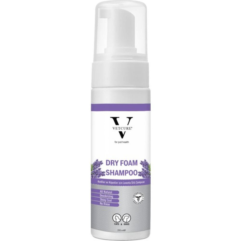 Vetcure Dry Foam Kedi ve Köpekler Için Lavanta Kokulu Kuru Şampuan 200 ml Evcil Hayvan Ürünleri Fiyatı