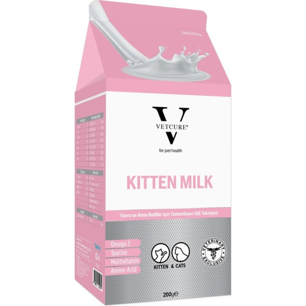 Vetcure Kitten Milk Yavru ve Anne Kedi Için Tamamlayıcı Süt Tozu Takviyesi 200 gr Evcil Hayvan Ürünleri Fiyatı