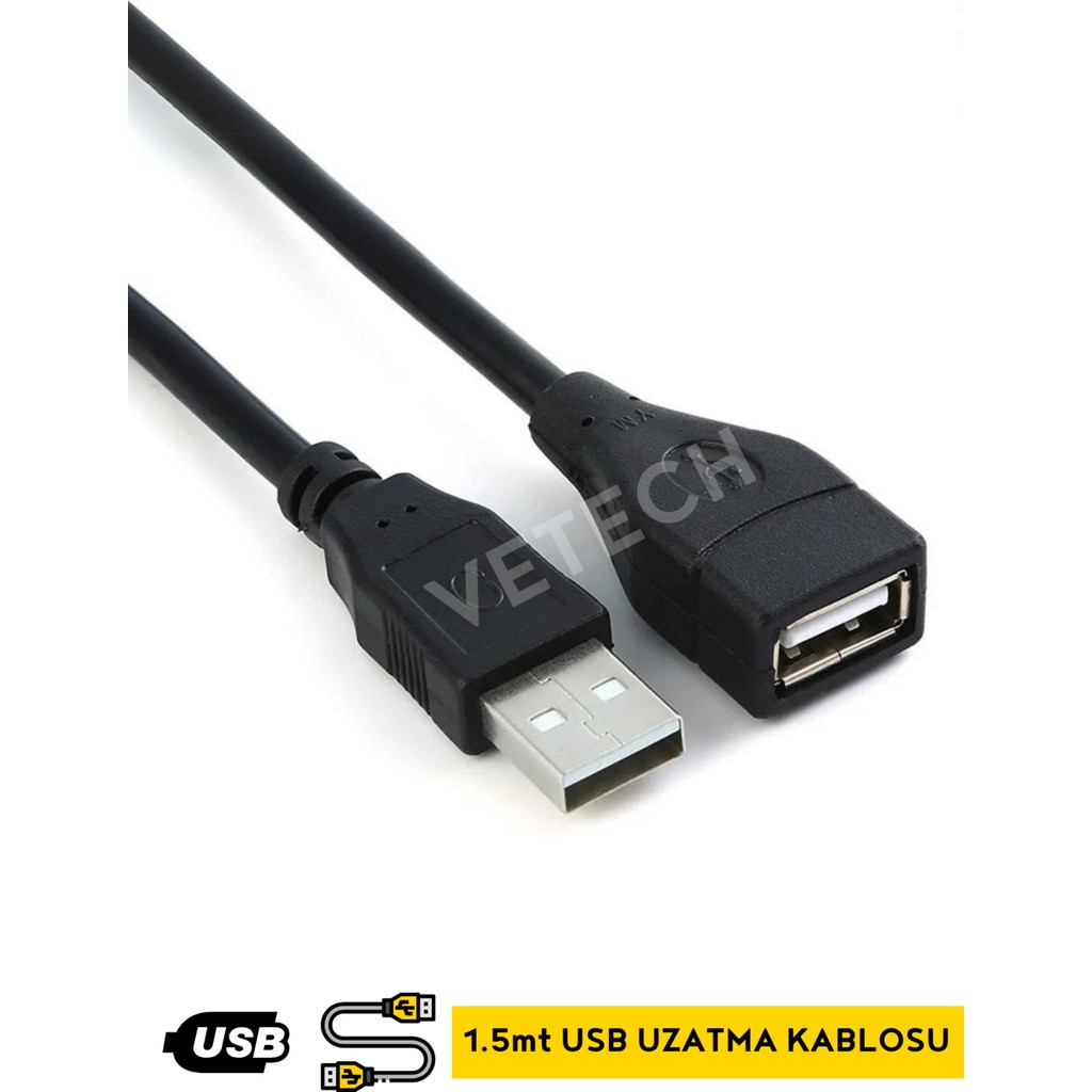 Vetech 1.5mt USB Uzatma Kablosu Yazıcı ve USB Bellek İçin Dayanıklı Kablo Uzatıcı RAM Bellekler Fiyatı
