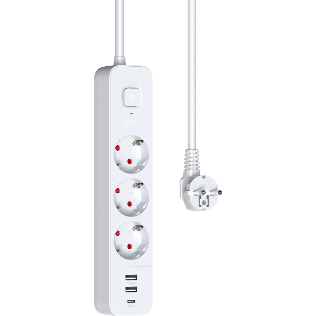 Vetech 1.8mt Akım Korumalı Priz 3 Lü Grup Priz Çocuk Korumalı 2 USB +1 Type C Girişli 3lü Priz - Beyaz Bilgisayar Çevirici ve Adaptörü Fiyatı