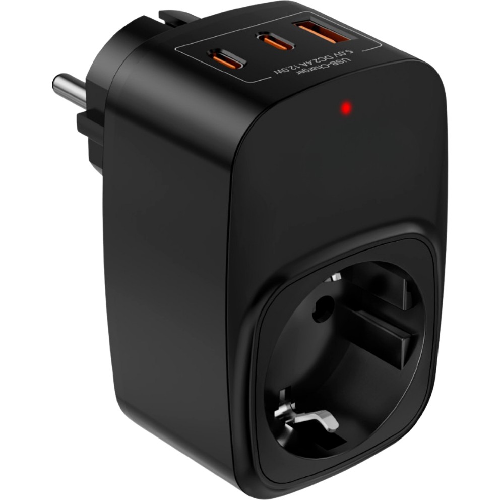 Vetech Akım Korumalı Priz 1x Priz, 2x Type-C, 1x USB Port Çıkışlı Tekli Priz - Siyah Bilgisayar Çevirici ve Adaptörü Fiyatı