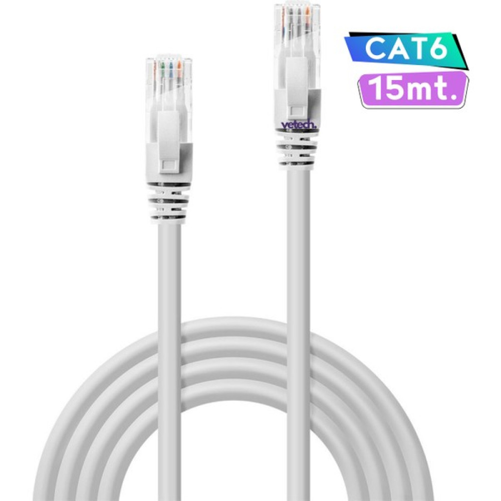 Vetech Cat6 15MT Lan Ethernet Kablosu Fabrikasyon Internet Kablo - 15 m Ağ / Network Kablosu Fiyatı