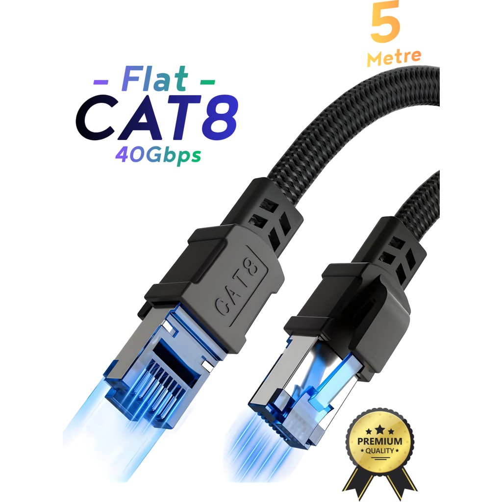Vetech Cat8 Ethernet Kablosu Premium Lan Kablo 40GBPS 2000MHZ Internet Kablosu Masaüstü Pc, Gaming Laptop, Ps5/4, Xbox - 5 m Dizüstü Bilgisayar Fiyatı
