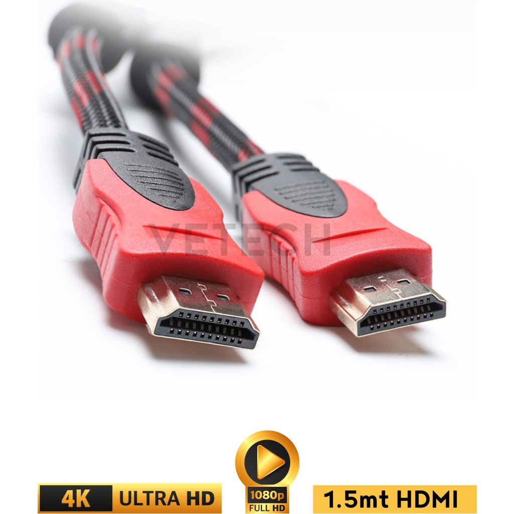 Vetech HDMI Kablo 1.5 Metre Örgü Sargılı Dayanıklı Full HD Televizyon Monitör İçin Kablo Bilgisayar Çevirici ve Adaptörü Fiyatı