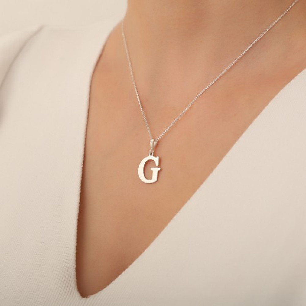 Vetro Silver Kadın 925 Ayar Gümüş G Harf Kolye Gümüş Kolye Fiyatı