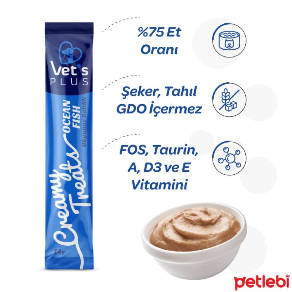 Vet's Plus Okyanus Balıklı Krema Kedi Ödül Maması 14gr Evcil Hayvan Ürünleri Fiyatı