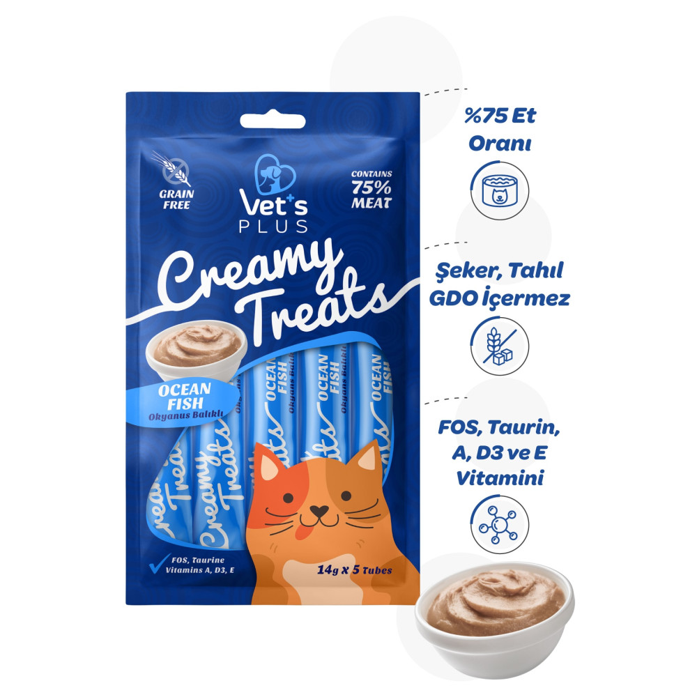 Vets Plus Okyanus Balıklı Sıvı Kedi Ödülü 5x14gr Evcil Hayvan Ürünleri Fiyatı