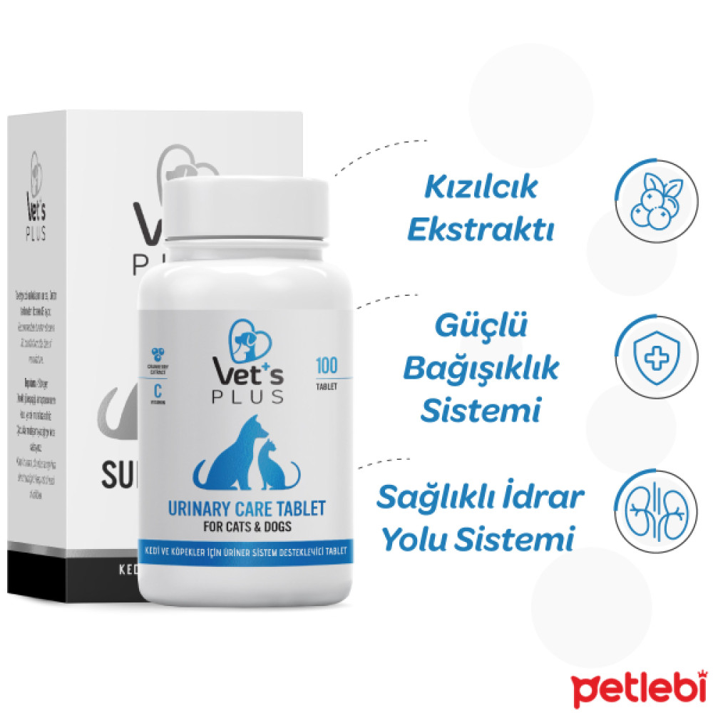 Vet's Plus Urinary Care Kedi ve Köpek İçin İdrar Sağlığı Sistem Destekleyici Tablet (100'lü) Evcil Hayvan Ürünleri Fiyatı