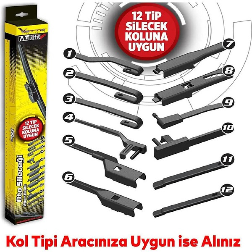 VETTE PLUS Multifit 450mm Silecek 10 Kola Uygun Aparat - 1 Adet Oto Silecekleri Fiyatı