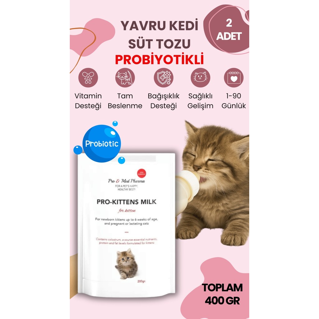 Vettoptan 2 Adet Anne Sütü Destekli Probiyotikli Yavru Kedi Süt Tozu 200 gr Hamile Kedi Kullanımına Uygun Evcil Hayvan Ürünleri Fiyatı
