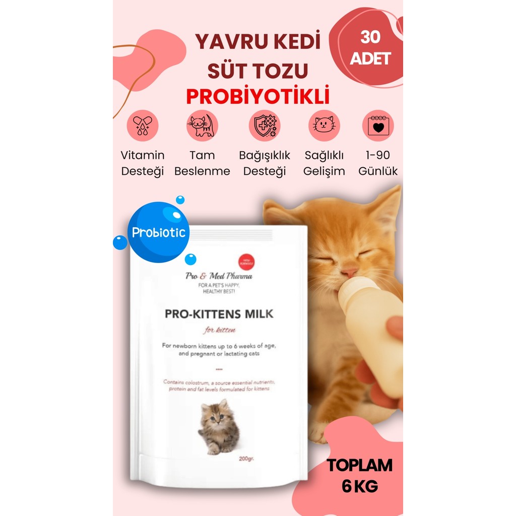 Vettoptan 30 Adet Anne Sütü Destekli Probiyotikli Yavru Kedi Süt Tozu 200 gr Hamile Kedi Kullanımına Uygun Evcil Hayvan Ürünleri Fiyatı