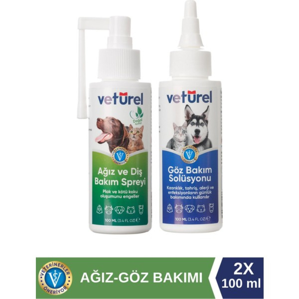 Veturel Kedi Köpek Ağız Kokusu Kedi Dis Macunu Ağız Diş Bakım Spreyi - Göz Bakım Solüsyonu Set Evcil Hayvan Ürünleri Fiyatı