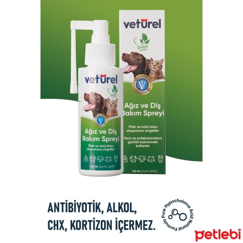 Veturel Kedi ve Köpekler için Ağız ve Diş Bakım Spreyi 100ml Evcil Hayvan Ürünleri Fiyatı