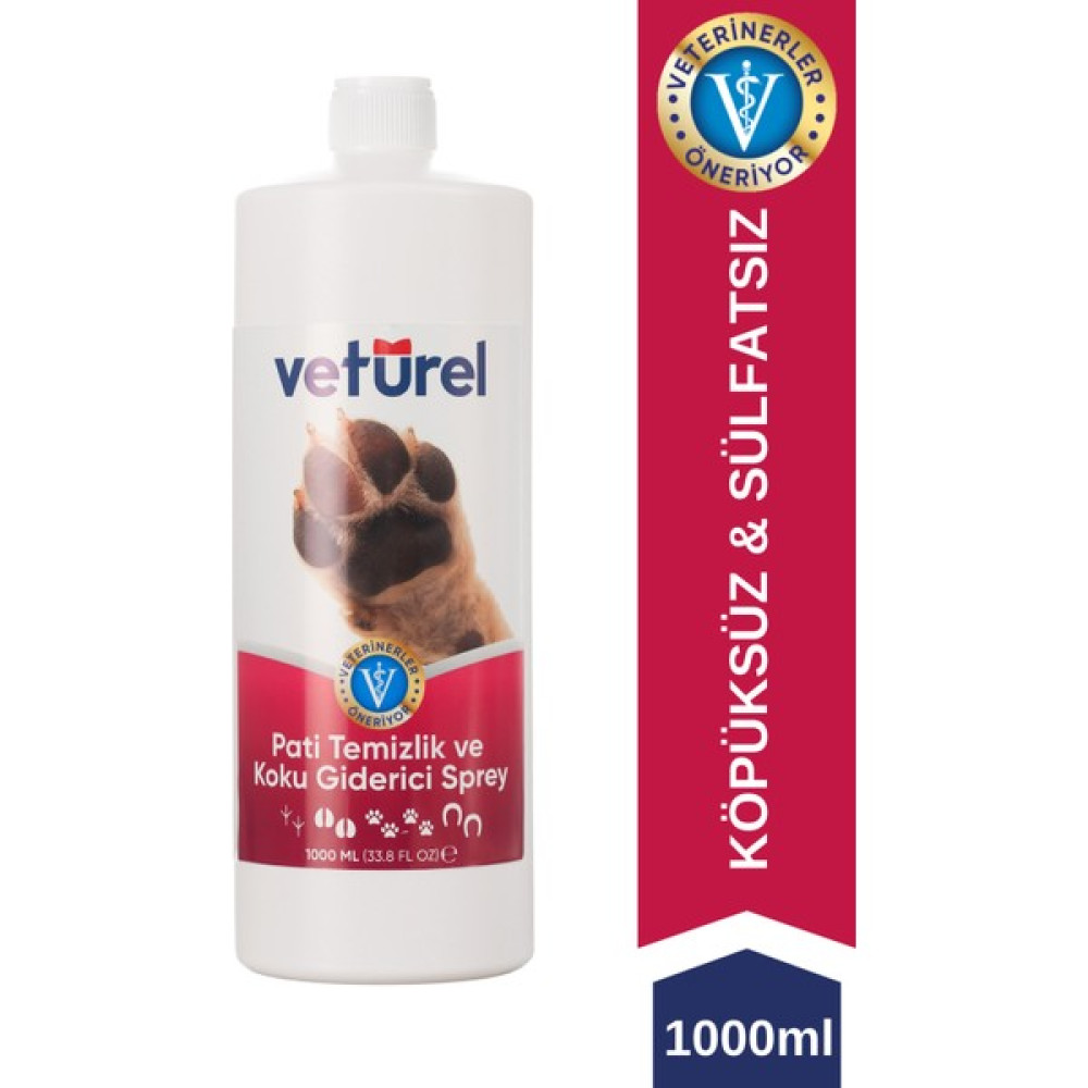 Veturel Pati Temizlik ve Koku Giderici Sprey 1000ml Kedi Tüy Köpek Pati Temizleme Köpüksüz Pati Bakım Evcil Hayvan Ürünleri Fiyatı