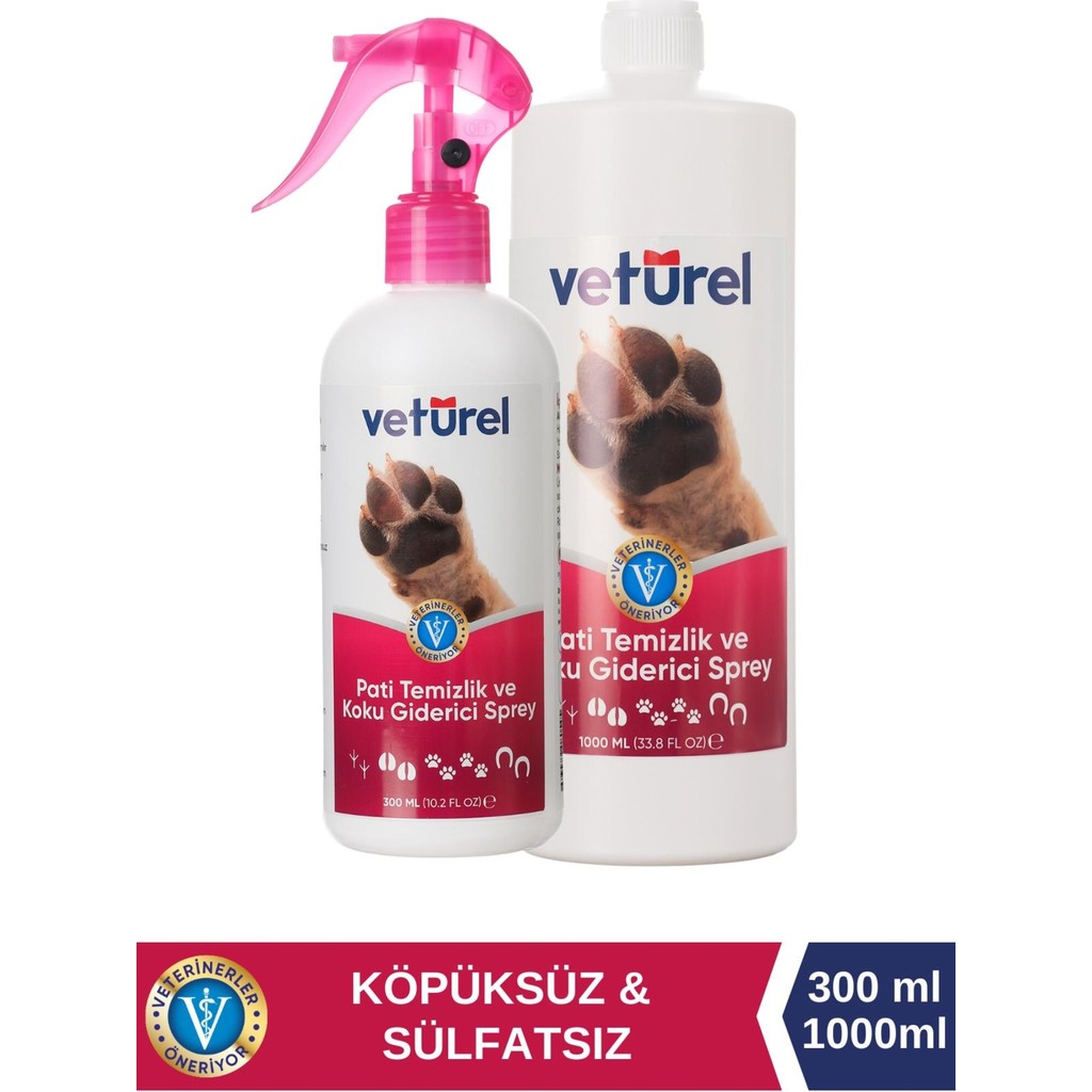 Veturel Pati Temizlik ve Koku Sprey 300x1000ml Parfümsüz Kedi Tüyü Temizleme Köpüksüz Bakım Evcil Hayvan Ürünleri Fiyatı