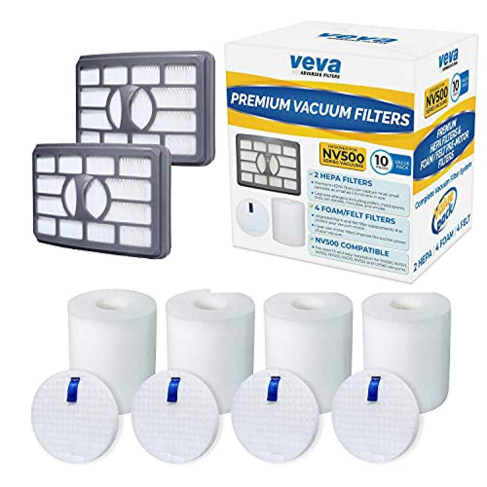 VEVA Premium Vacuum Filter Set with 2 HEPA, 4 Foam, 4 Felt for Shark Rotator Lift-Away Model, 500, 501, 502, 505, 552 and UV560
