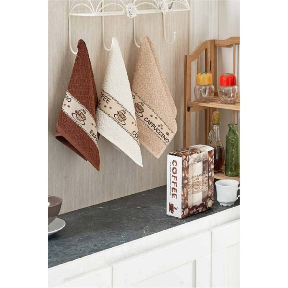 Vevien Home 3'lü Coffee Mutfak Havlusu Seti - 30 x 50 cm - Renkli El / Yüz Havlusu Fiyatı