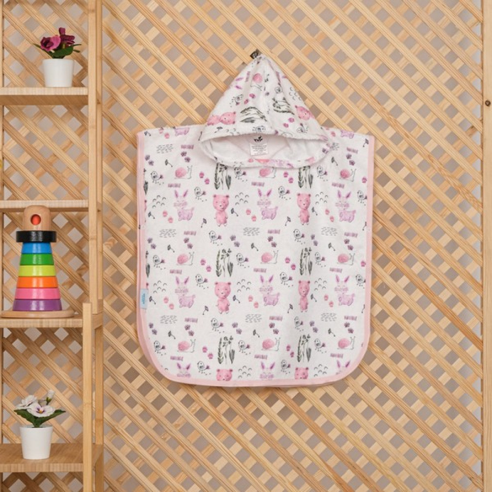 Vevien Home Çocuk Panço Plaj Havlusu Happy Animals 4-5 Yaş - Pudra - 4 - 5 Yaş Bebek Banyo-Tuvalet Fiyatı