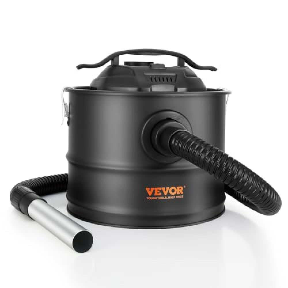 VEVOR Ash Vacuum Cleaner 4-Gallon, 1200W Strong Suction Ash Vac Collector with Wheels and 47.2-in Flexible Hose, for Grills, Fireplaces, Pizza Ovens, Log Burner, Pellet Stoves, Wood Stove, Fire Pits