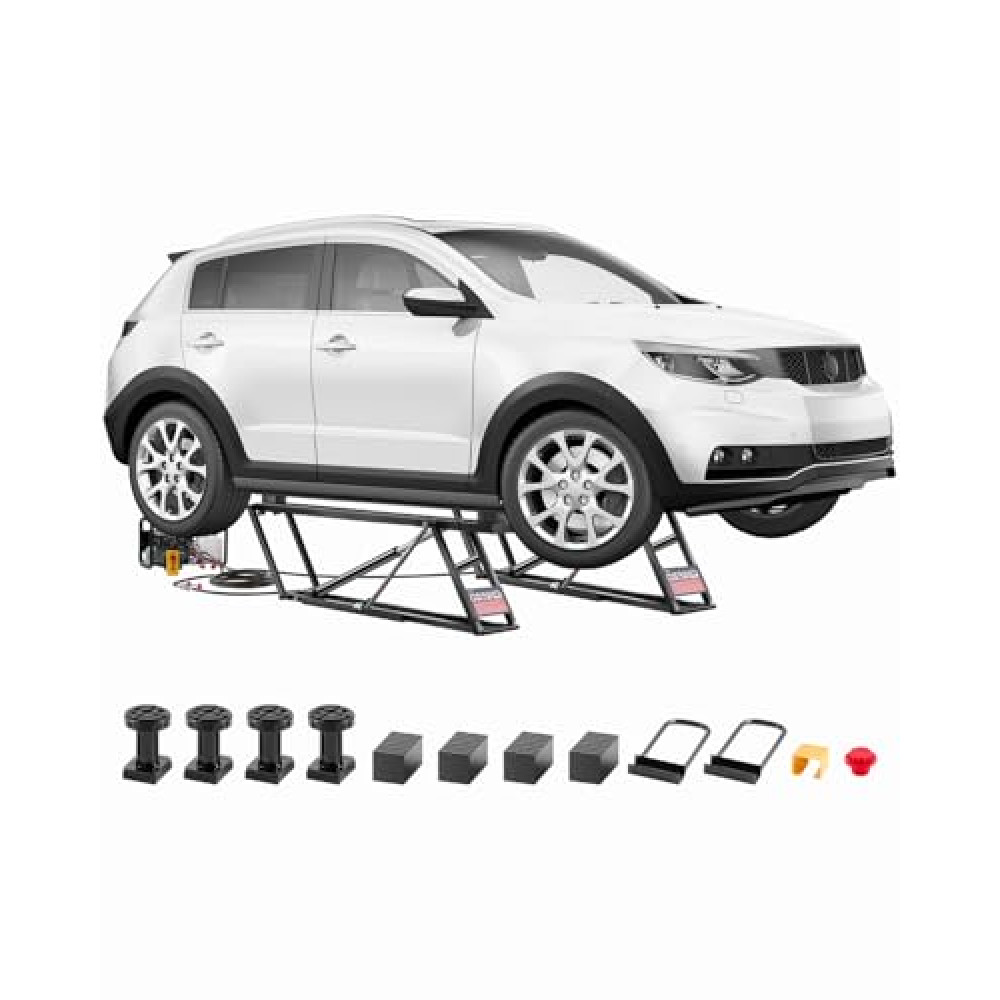 VEVOR Car Lift, 5000 lbs Capacity Car Lifts for Home Garage, 3-Level Adjustable with 29.8" Lift Height & Remote Control, Auto Lock Portable Car Lift with 4 Rubber Pads & 4 Lifting Columns