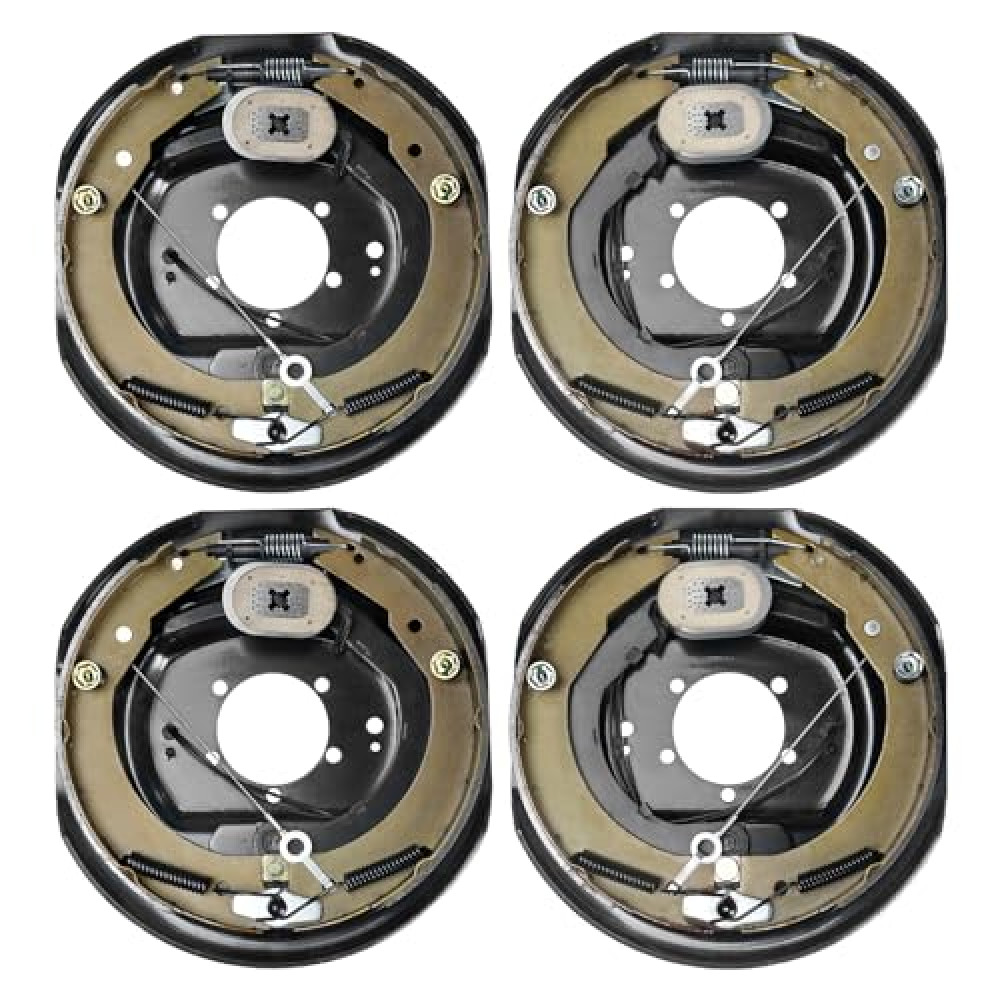 VEVOR Electric Trailer Brake Assembly, 12" x 2", 2 Pairs Self-Adjusting Electric Brakes Kit for 7000 lbs Axle, 5-Hole Mounting, Backing Plates for Braking System Part Replacement (2 Right + 2 Left)