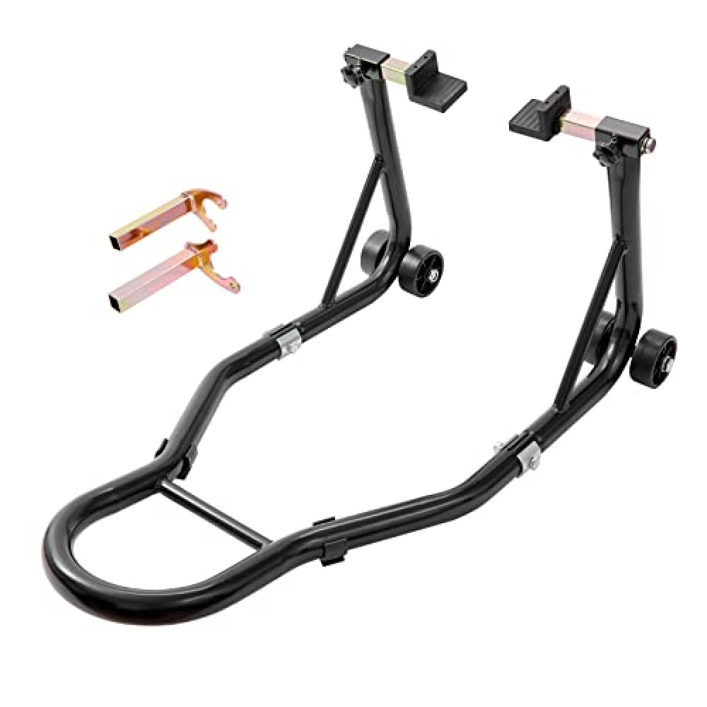 VEVOR Motorcycle Rear Wheel Stand, with U + L Fork Swingarm Spool, 390 kg Capacity Heavy Duty Rear Wheel Stand Motorcycle Lift Jack Stand, for Suzuki Yamaha Honda Kawasaki, Black