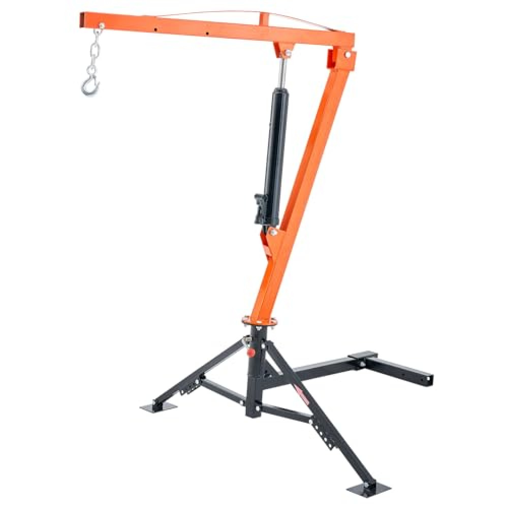 VEVOR Receiver Hitch Mounted Hydraulic Pickup Truck Crane, 1000 lbs Capacity, 360° Swivel, Three Boom Capacities of 500 lbs, 750 lbs & 1000 lbs, for Lifting Goods in Construction, Forestry, Factory