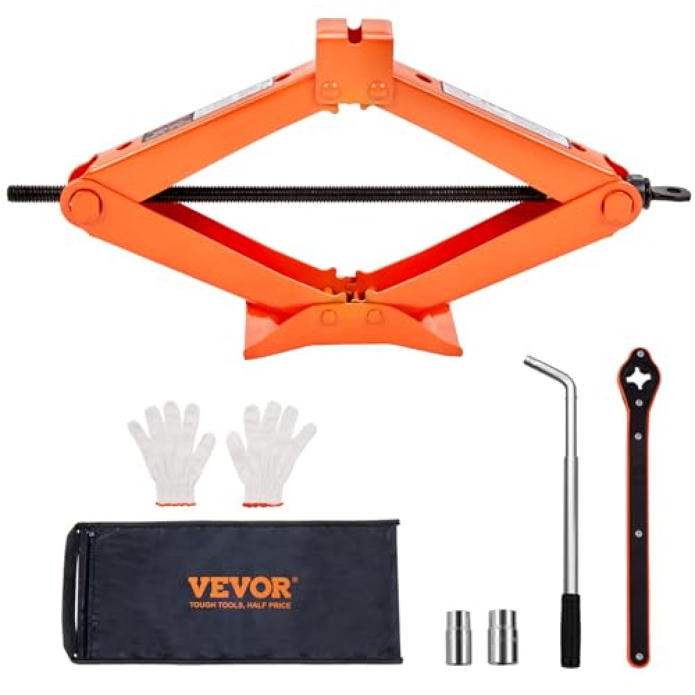 VEVOR Scissor Jack, 2.5 Ton/6613 lbs Scissor Car Jack with 3.7"-17.1" Lifting Range, Heavy Duty Tire Changing Kit, Includes Ratchet Wrench, Lug Wrench & Socket, Fits Most Cars Trucks Sedans SUV MPV Jack Fiyatı