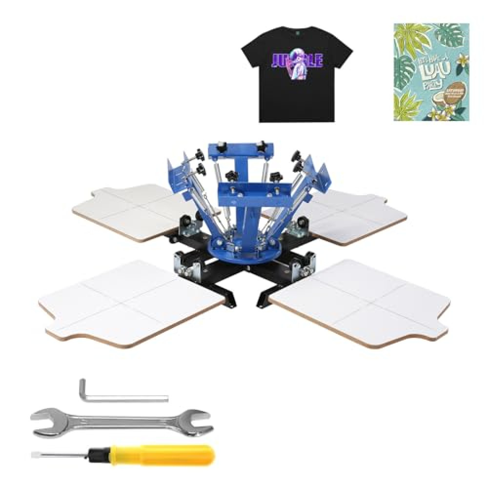 VEVOR Screen Printing Machine, 21.7 x 17.7 inches 4 Color 4 Station Silk Screen Printing Kit, DIY T-Shirt Screen Printing Machine Screenprint Press Equipment