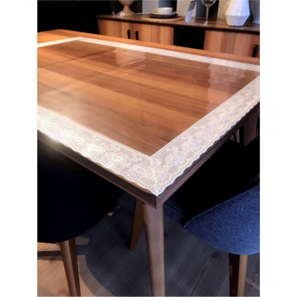 vexillum 1.2mm | Şeffaf Pvc Beyaz Dantelli | Kalın Kaymaz Koruyucu Masa Örtüsü | Muşamba | Masa Koruma Örtüsü | Cam Mika | Mutfak Salon Masa Örtüsü Masa Örtüsü Fiyatı