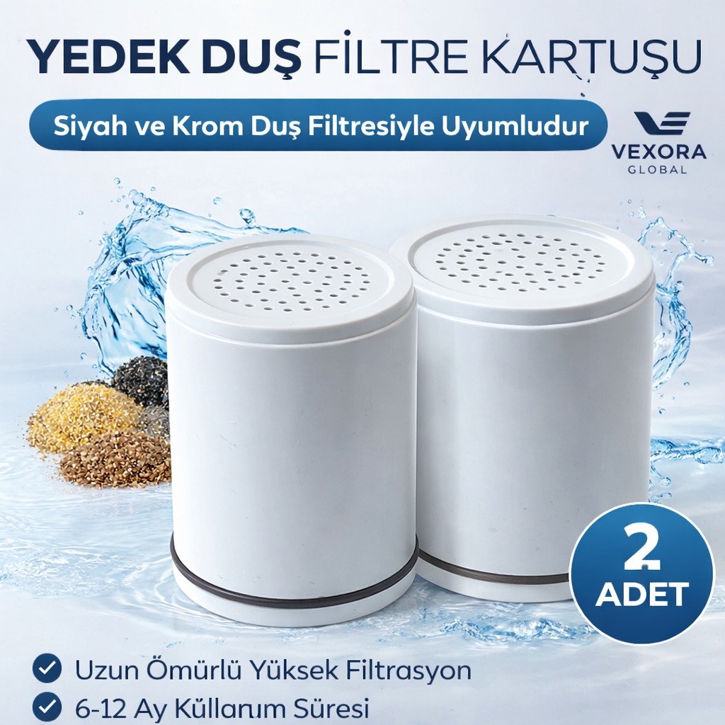 VEXORA GLOBAL 20 Aşamalı Duş Filtre Kartuşları 2 Adet - 2 ADET YEDEK FILTRE Tonerler Fiyatı