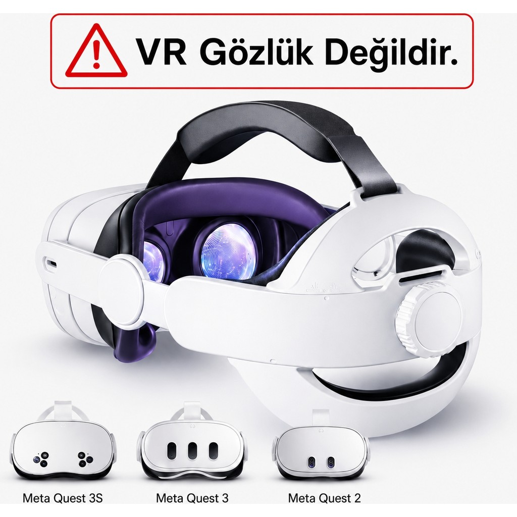 Vexora Global Meta Quest 2 / 3 / 3s Uyumlu Vr Baş Bandı – Ayarlanabilir Elite Strap, Basıncı Azaltan Kayış ,VR Gözlük Değildir. - Beyaz Sanal Gerçeklik Gözlüğü Fiyatı