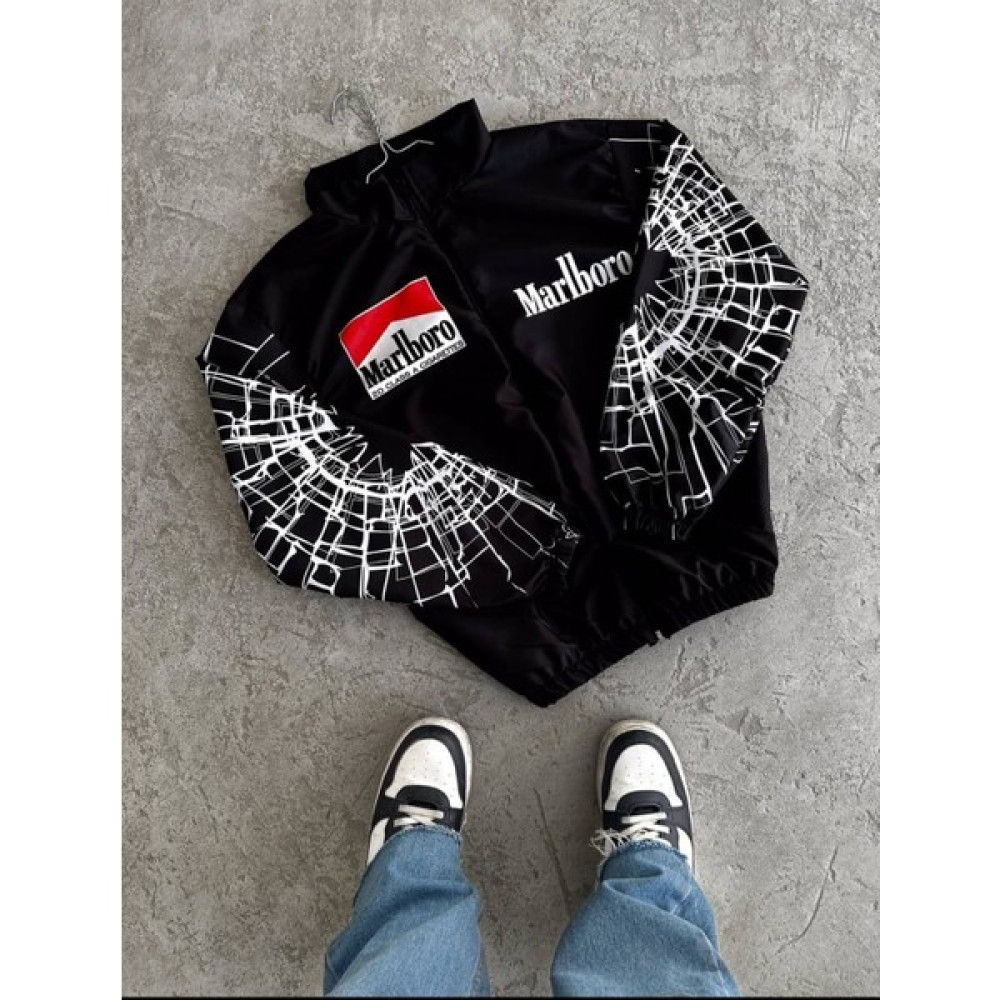 Veys moda Unisex Paraşüt Kumaş Oversize Baskılı Malboro Rüzgarlık Yağmurluk Erkek Yağmurluk Fiyatı