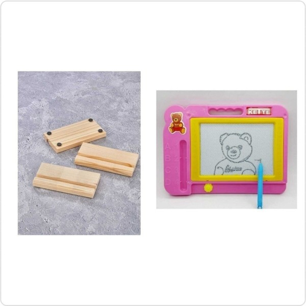 Vi Caro 2'li Set Büyük Boy Silinebilir Plastik Çocuk Yazı Çizim Resim Tahtası ve Ahşap Telefon Tabl - Renkli Eğitici Oyuncak Fiyatı