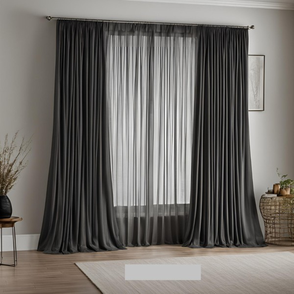 Vi Home Antrasit Karartma Fon Perde Blackout Lüks Düz Dikiş Kornişli En x Yükseklik - 200 x 320 cm Fon Perde Fiyatı