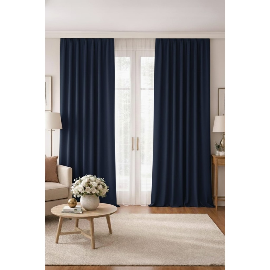 Vi Home Lüks 1.sınıf Elegance Series Karartma Blackout Tek Kanat Özel Dikim Kalın Pilesiz Fon Perde - Lacivert - 170 x 280 cm Fon Perde Fiyatı
