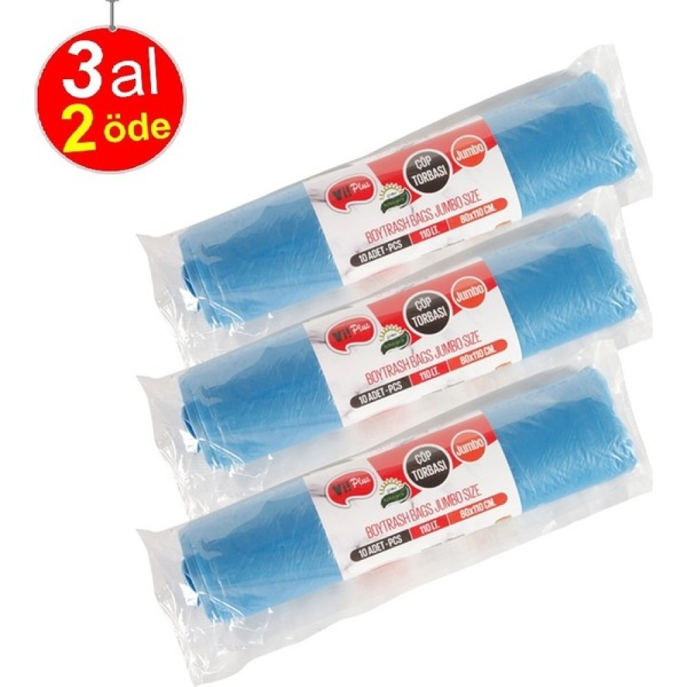 Vi! Plus Çöp Torbası 3 Al 2 Öde Jumbo Boy 110 Litre 80X110 Ebatında ( Çöp Poşeti ) - 80 x 110 cm Oto Boyaları Fiyatı