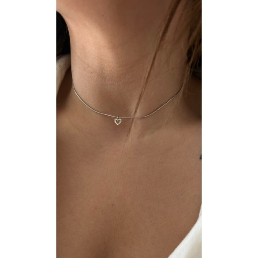 Vi Store Gümüş Kaplama Taşlı Kalp Choker Bijuteri Kolye Fiyatı