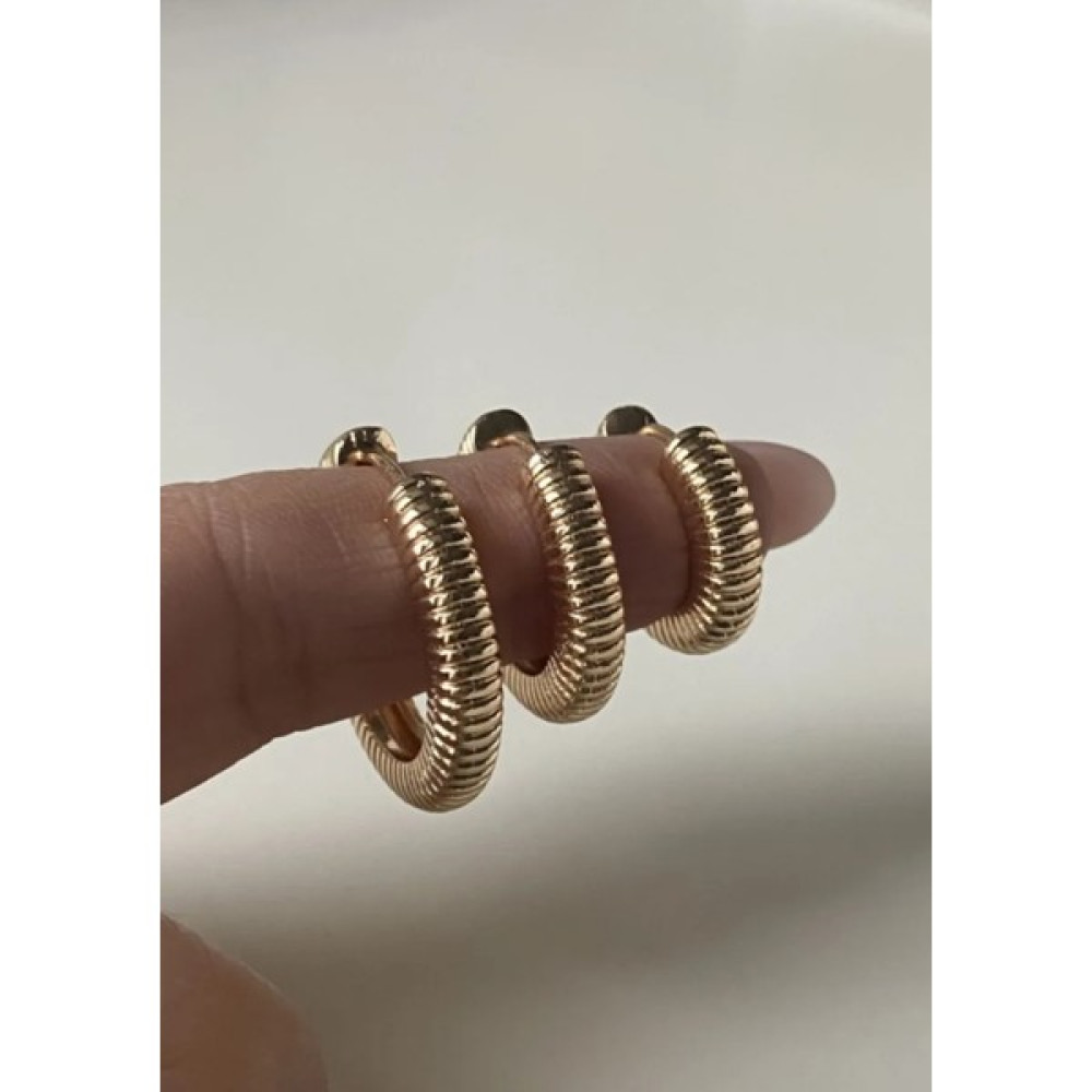 Vi Store Vi Jewelry Çelik 3 Lü Çizgili Halka Küpe Seti Altın, Takı & Aksesuar Fiyatı