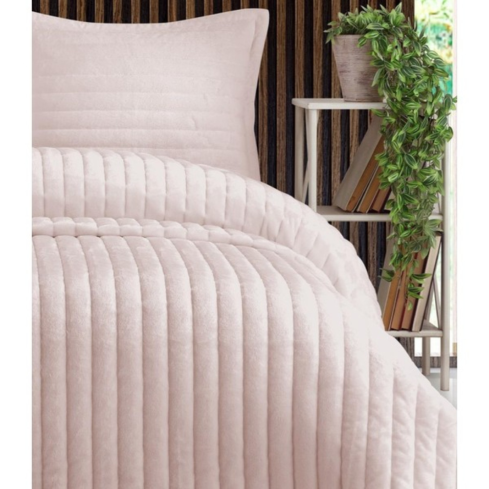 Via Bianco Doux Açık Pudra Yatak Örtüsü Seti - 240 x 260 cm - Açık Pembe Yatak Örtüsü Fiyatı