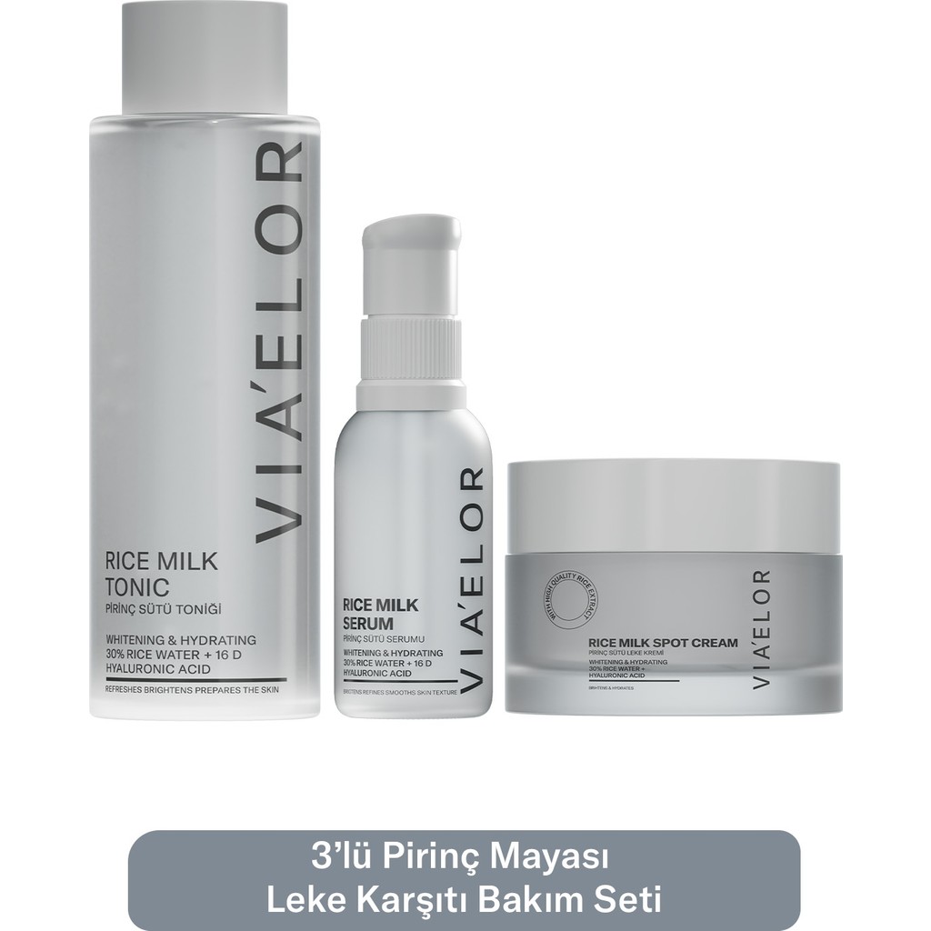 Via Elor Pirinç Mayası Leke Görünümü Için Bakım Seti (Tonik + Serum + Bakım Kremi) 3’lü Diğer Fiyatı