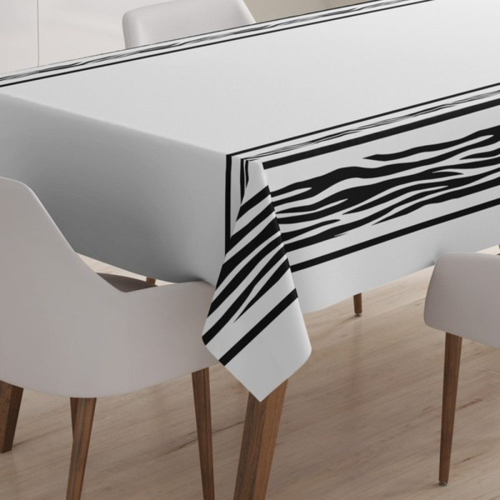 Viadelagünlük Kullanıma Uygun Zebra Desenli 160 x 220 Pratik Masa Örtüsü - 160 x 220 cm - Beyaz - Siyah Masa Örtüsü Fiyatı