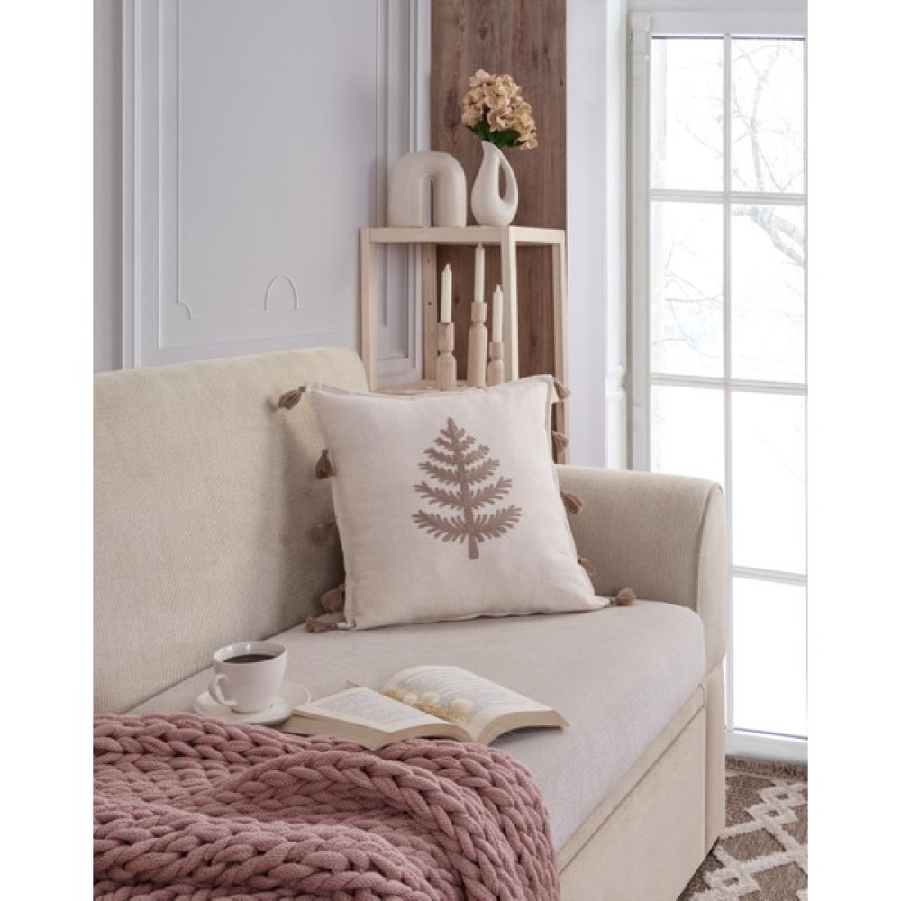 Viaden Bahar 45 x 45 cm Nakışlı Kırlent - Açık Kahve Kırlent / Mobilya Yastığı Fiyatı